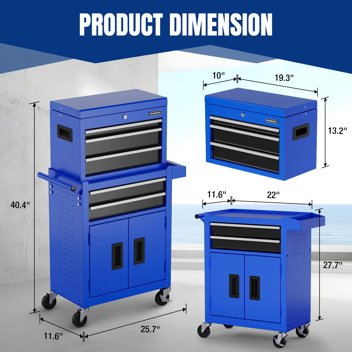 WORKPRO 20 inch 5-Drawer Rolling Tool Chest - Image 2