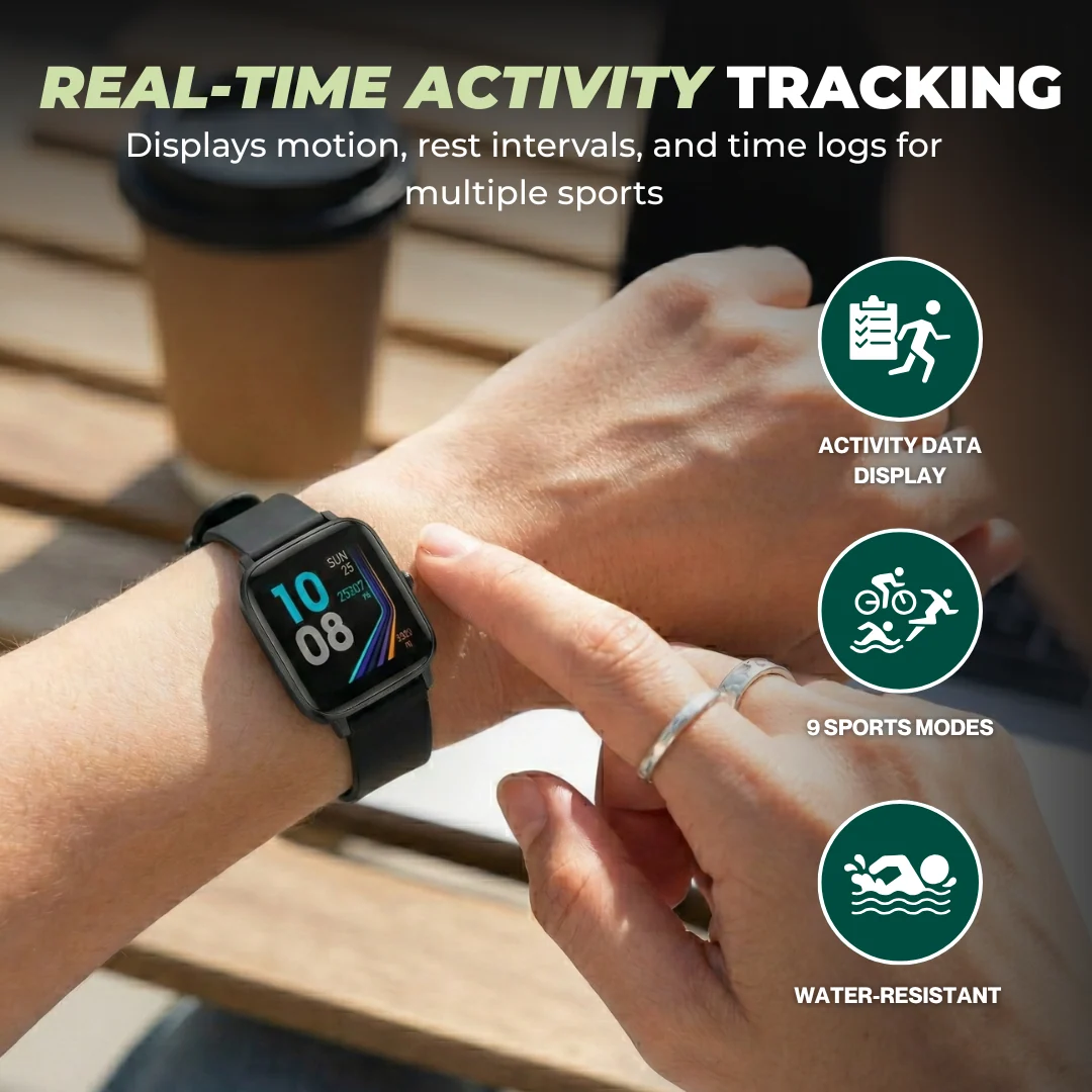Fitness Tracker Watch with 1.3-Inch Display, Pulse Data, Phone Alerts