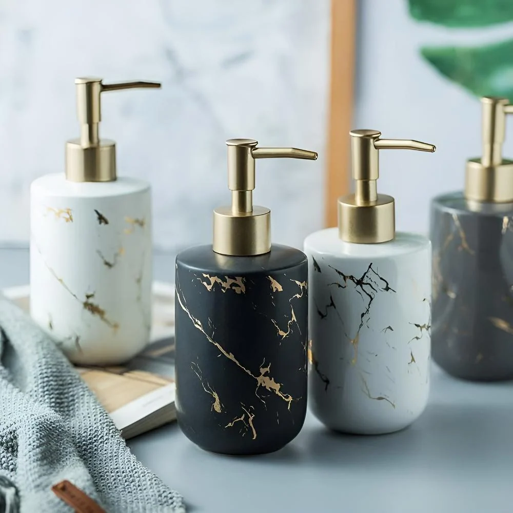 Soap Dispenser Ceramic Marble Gold Veins 400 ml