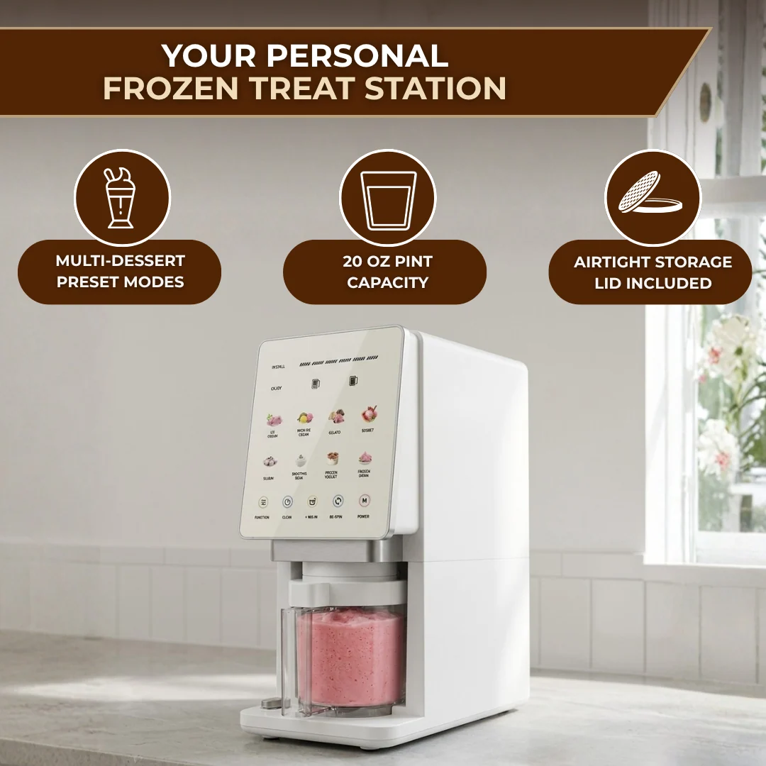 Ice Cream Maker with 20oz Pint and 10 Preset Programs Dessert Machine