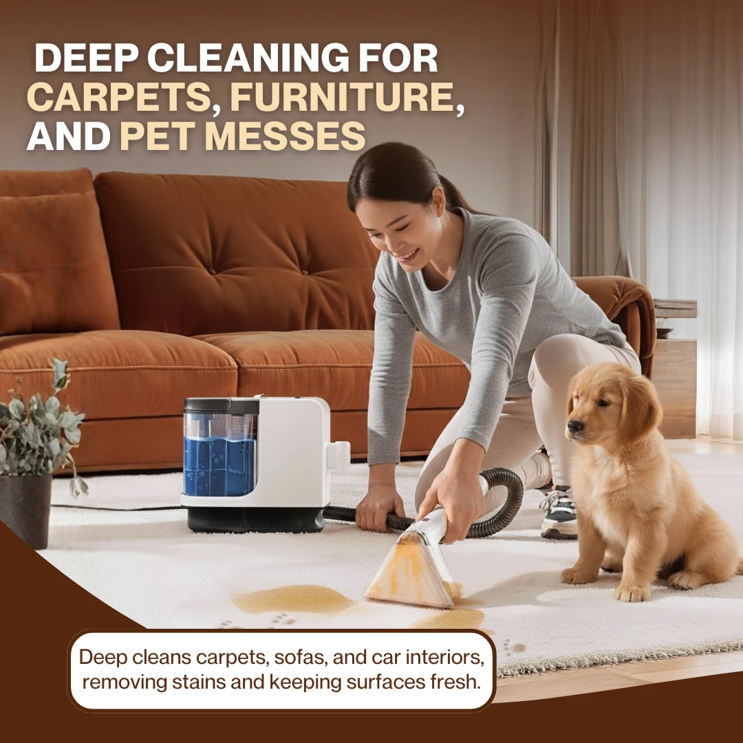 Portable Carpet & Upholstery Cleaner with 18Kpa Powerful Suction