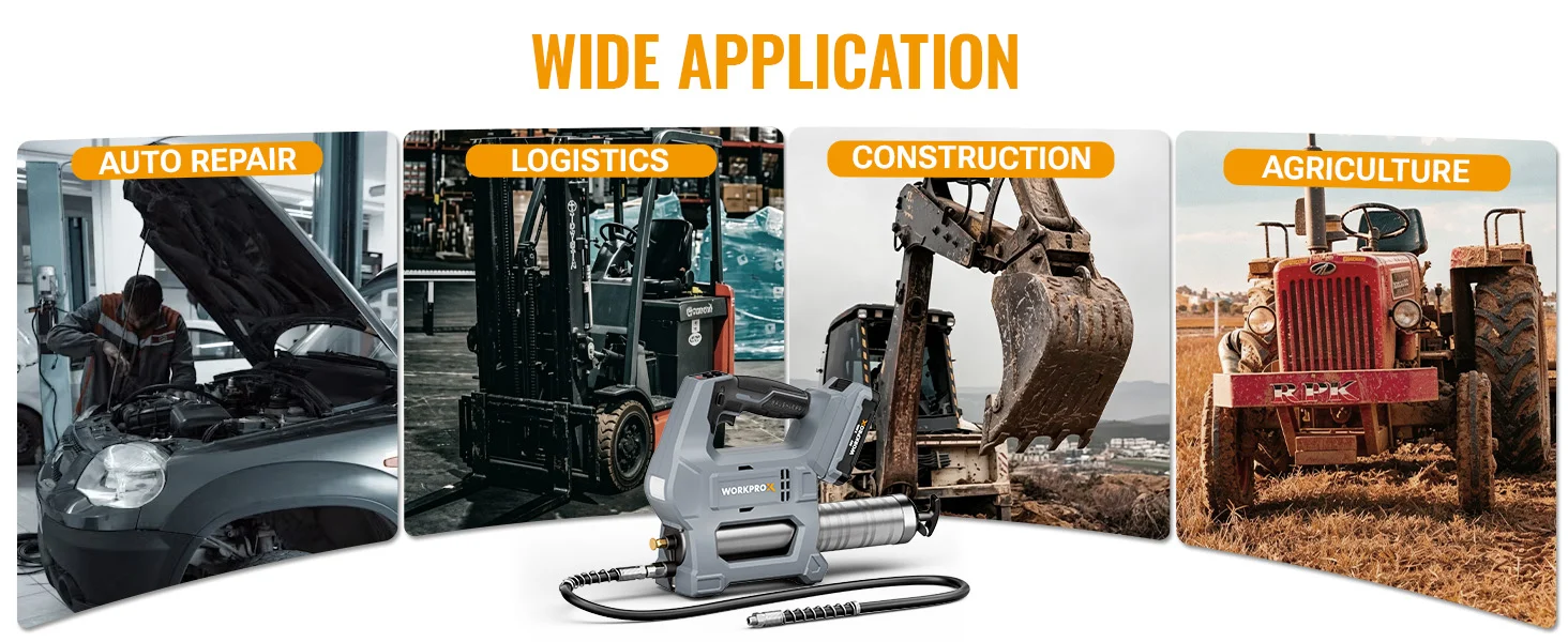 Wide application banner with innovation, quality, high-quality, secure, durable, and convenient tools across auto repair, logistics, construction, and agriculture