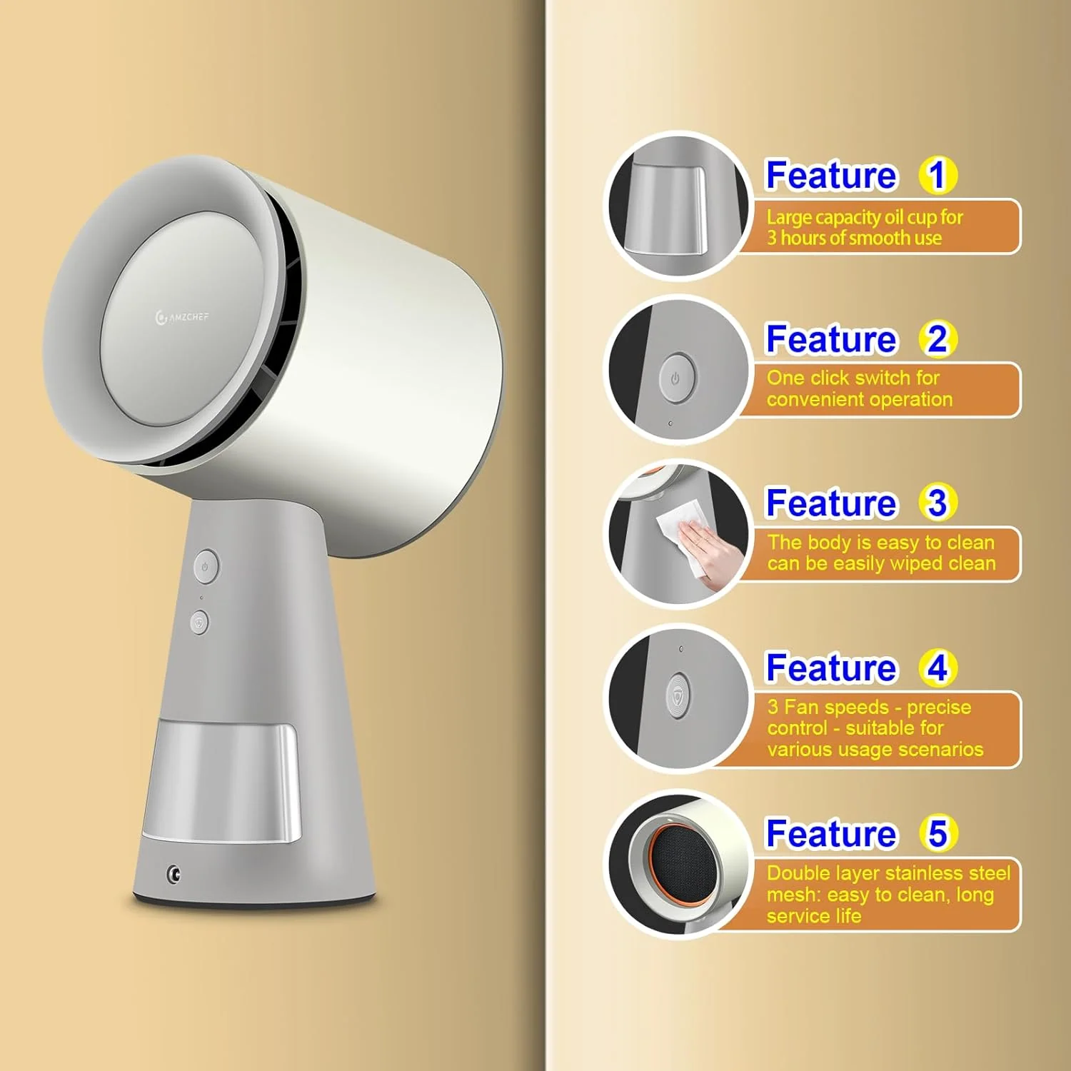 AMZCHEF Mini Portable Range Hood with 3 Speed Adjustment White 4