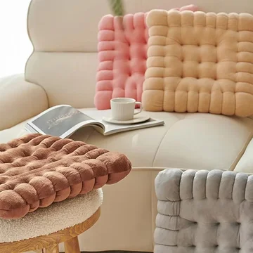 Seat & Back Cushion Plush Biscuit Shape Supportive Foam