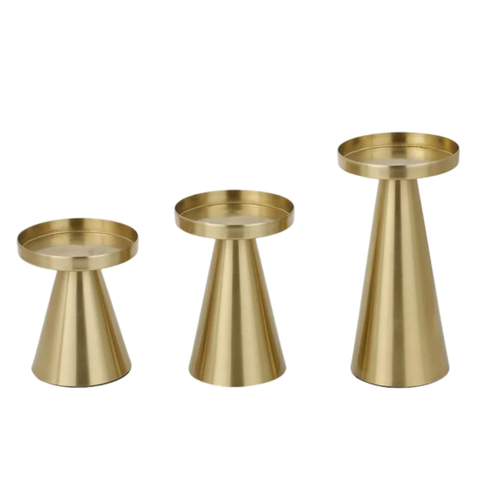 Candle Holders Handcrafted Brushed Brass Set of 3 - Image 7