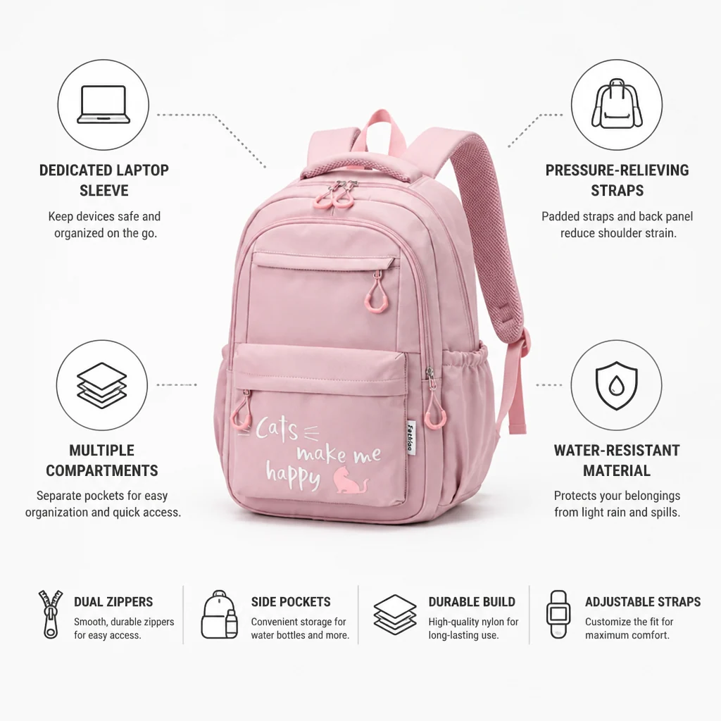 Kids School Backpack Water-Resistant Laptop Sleeve & Padded Straps - Image 7
