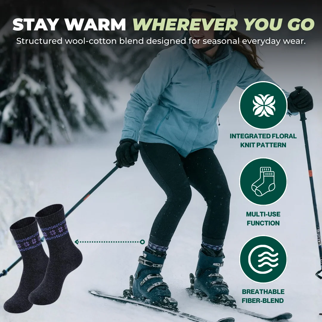 Women’s Wool Thermal Crew Socks 4-Pack Knit Breathable Design