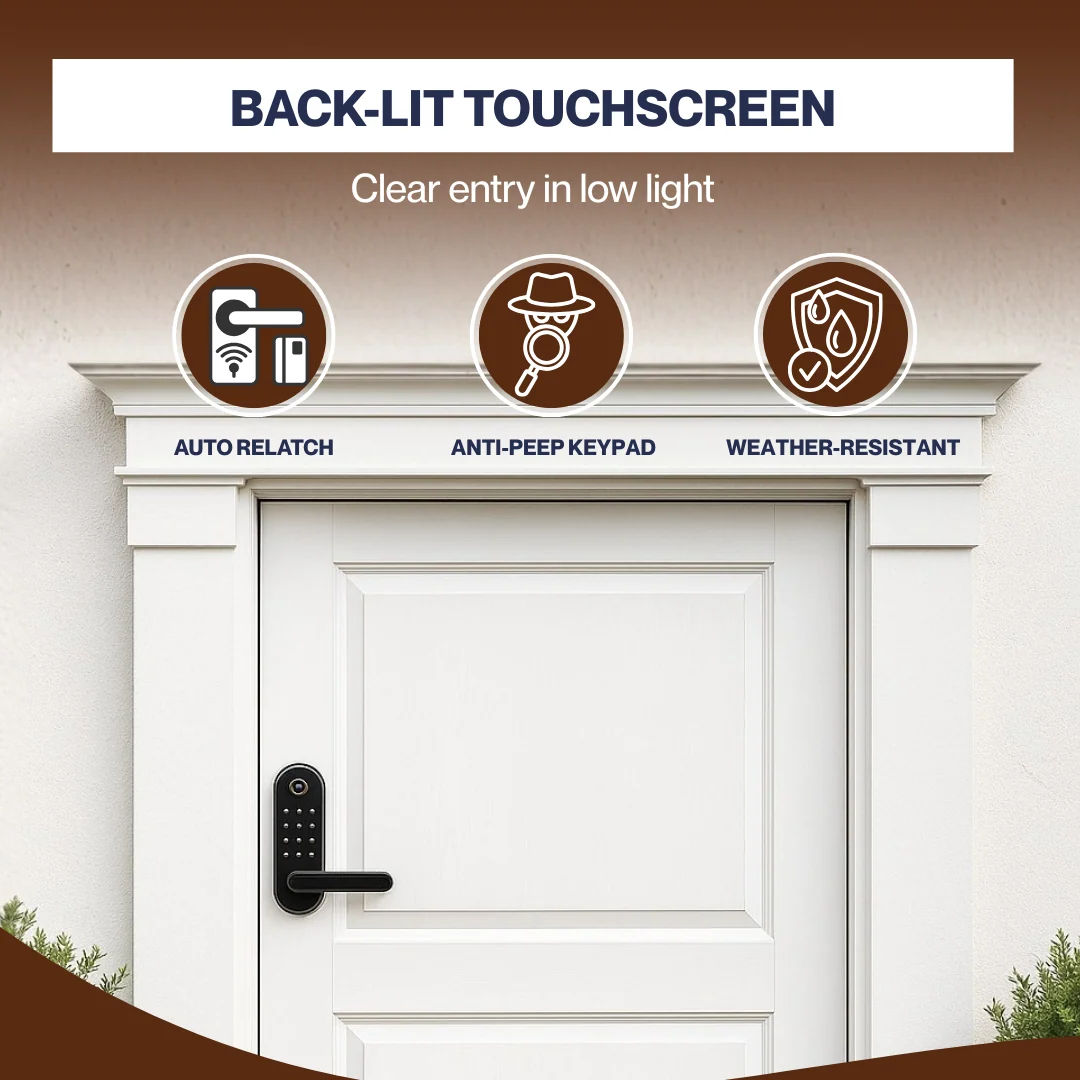 Keyless Door Lock with Fingerprint, PIN Keypad, App and Auto-Lock