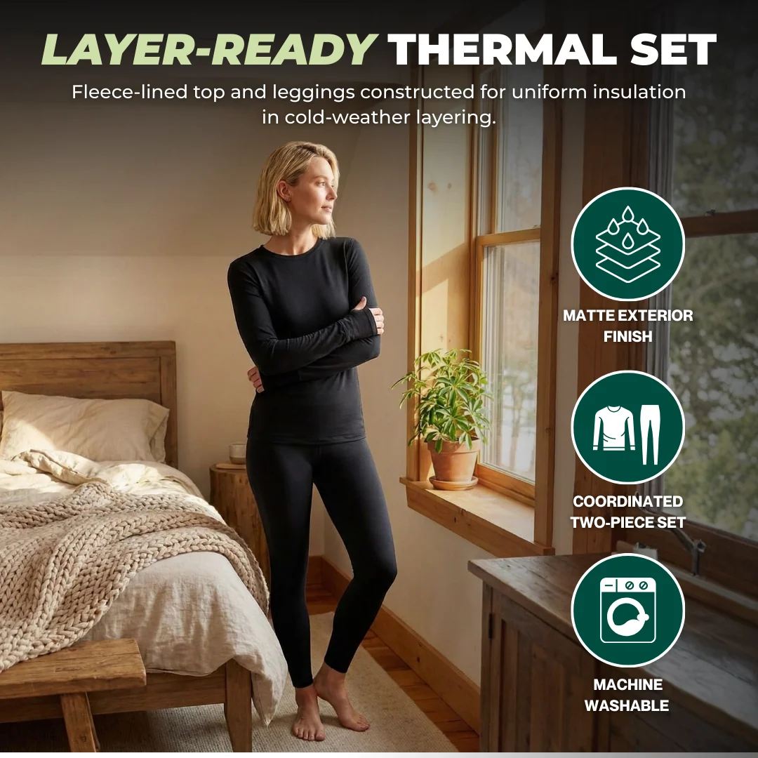 Women’s Fleece Lined Thermal Base Layer Shirt and Leggings Set