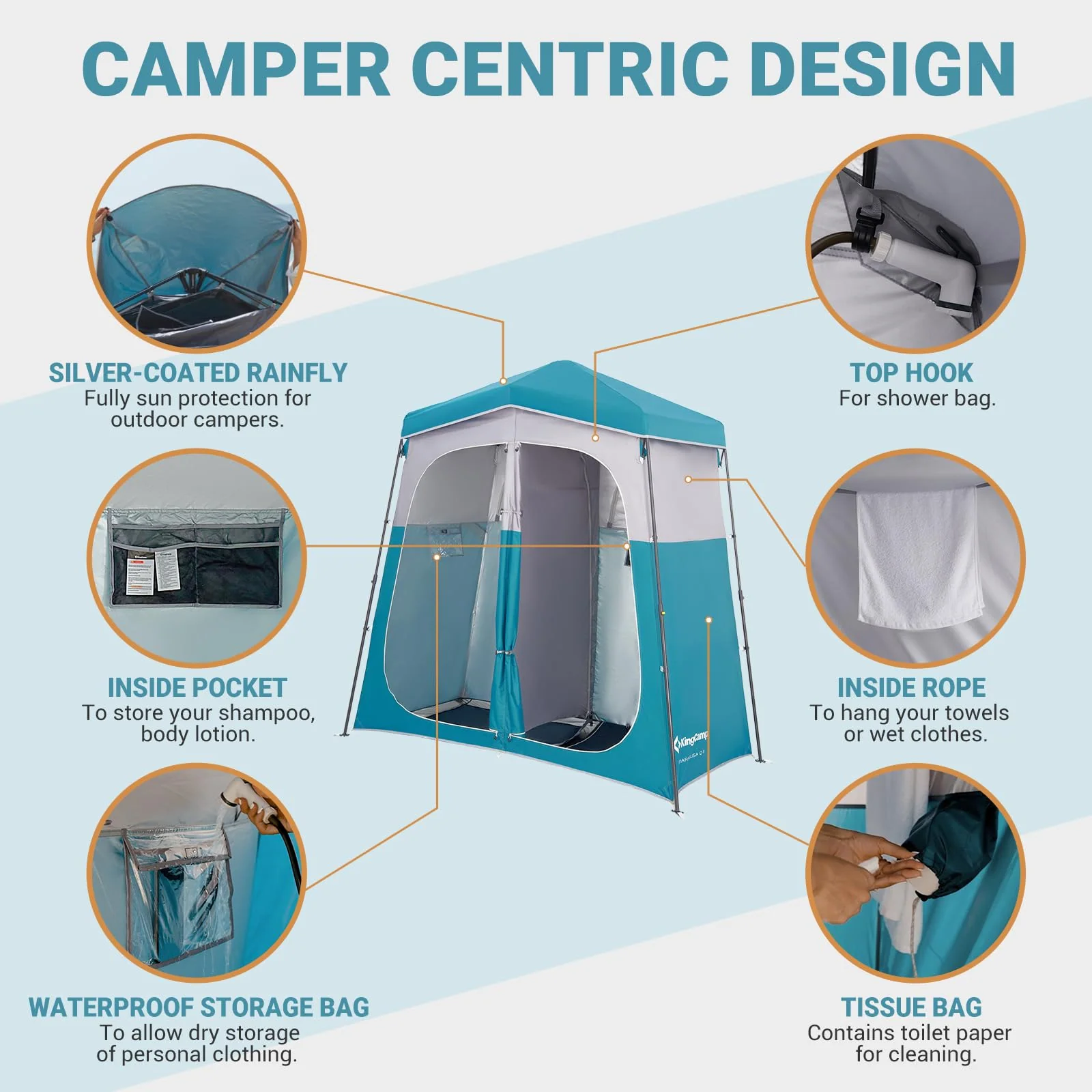 KingCamp MARASUSA Q Double-Room Shower Tent