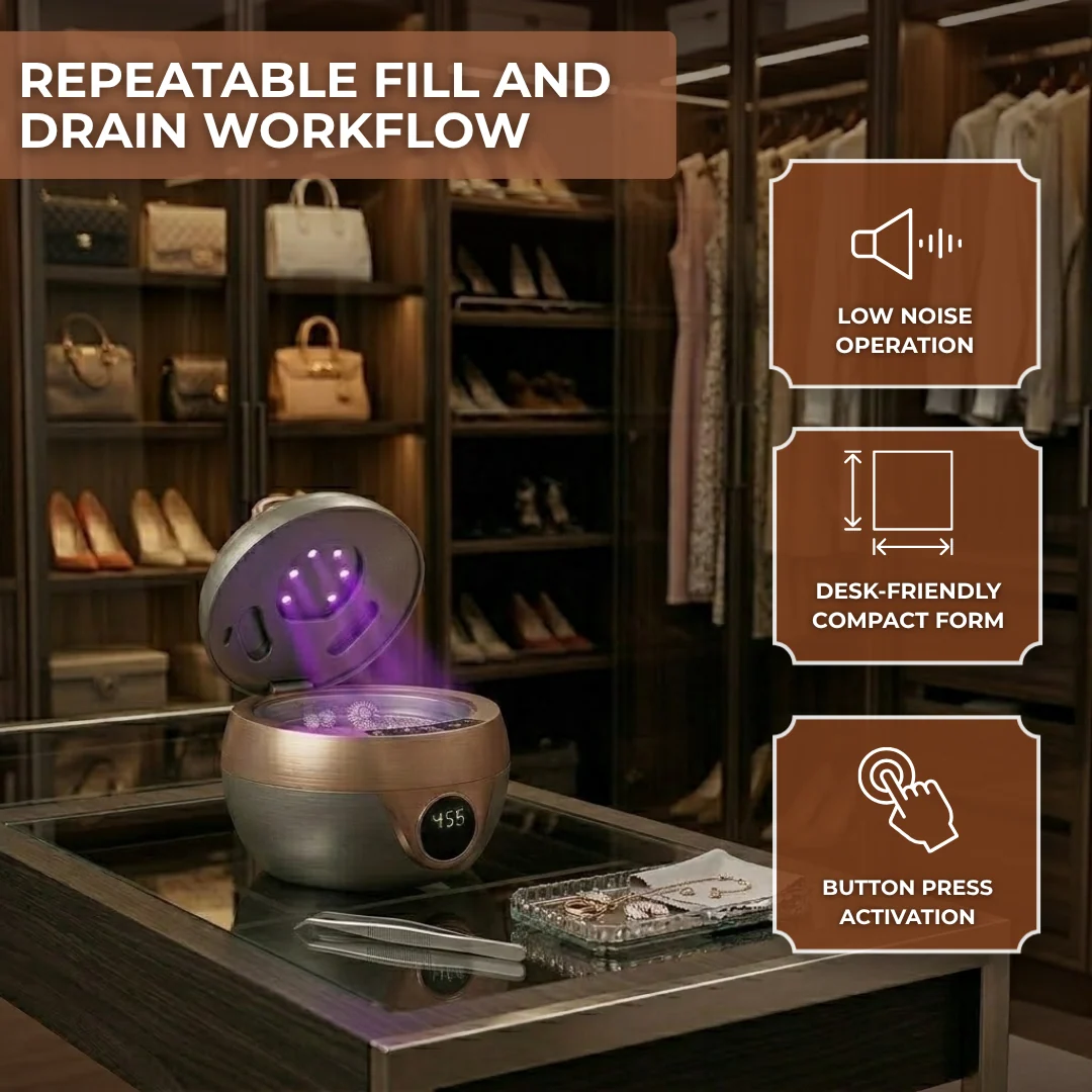 Ultrasonic Jewelry Cleaner with UV Light and 300ml Cleaning Tank