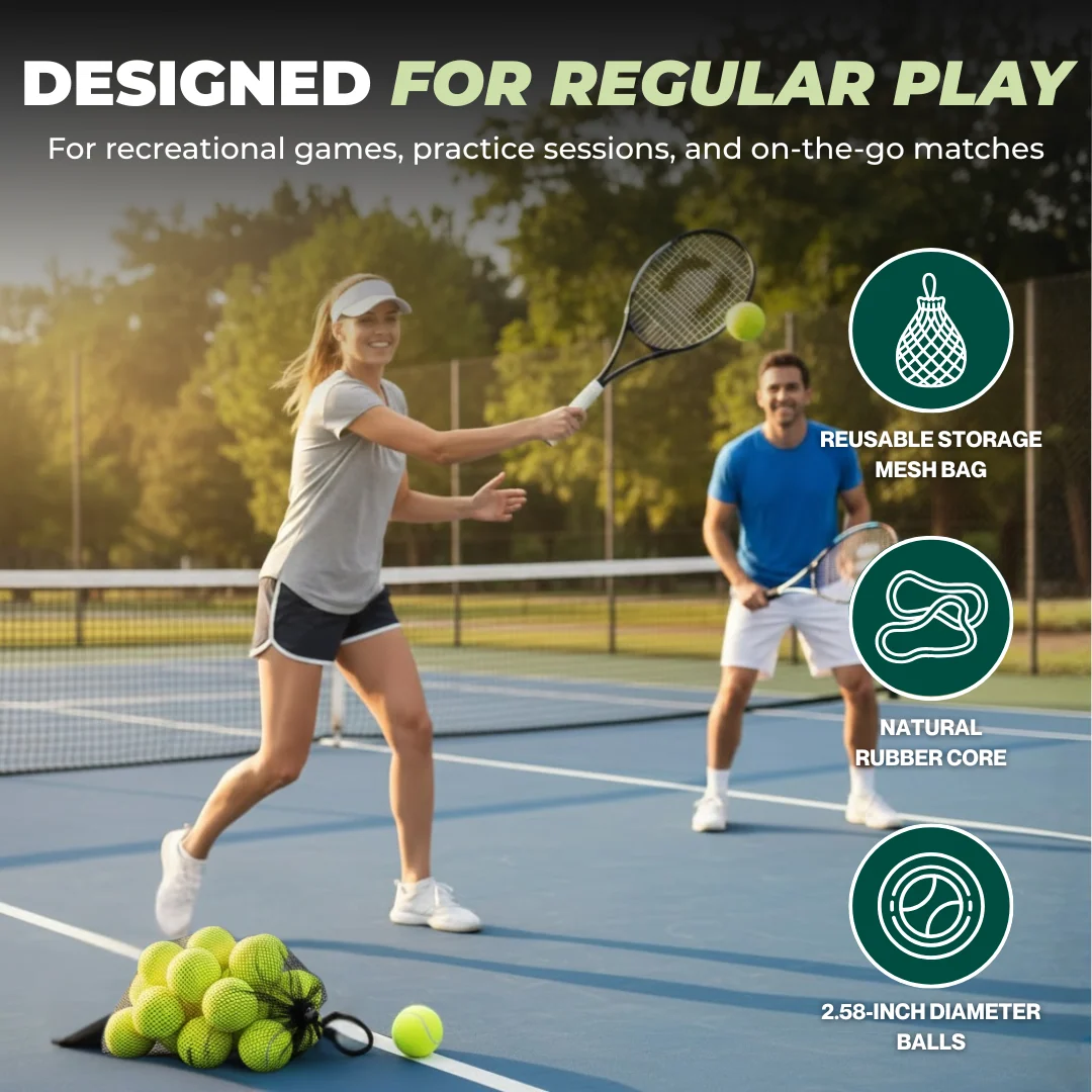 Training Tennis Balls 20-Pack with 2.58-Inch Diameter and Mesh Bag