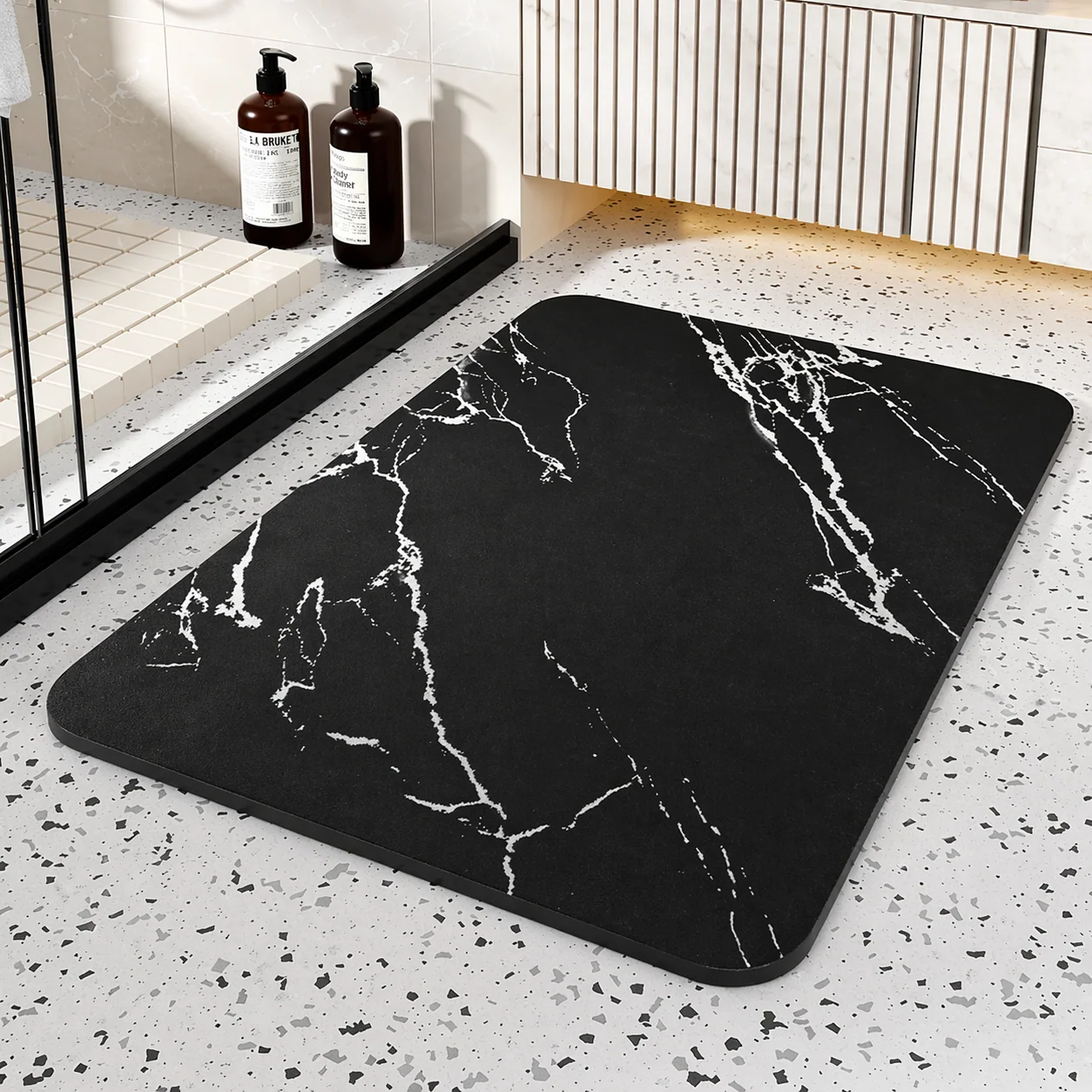 Quick-Drying Marble Effect Bath Mat for Every Space - Image 2