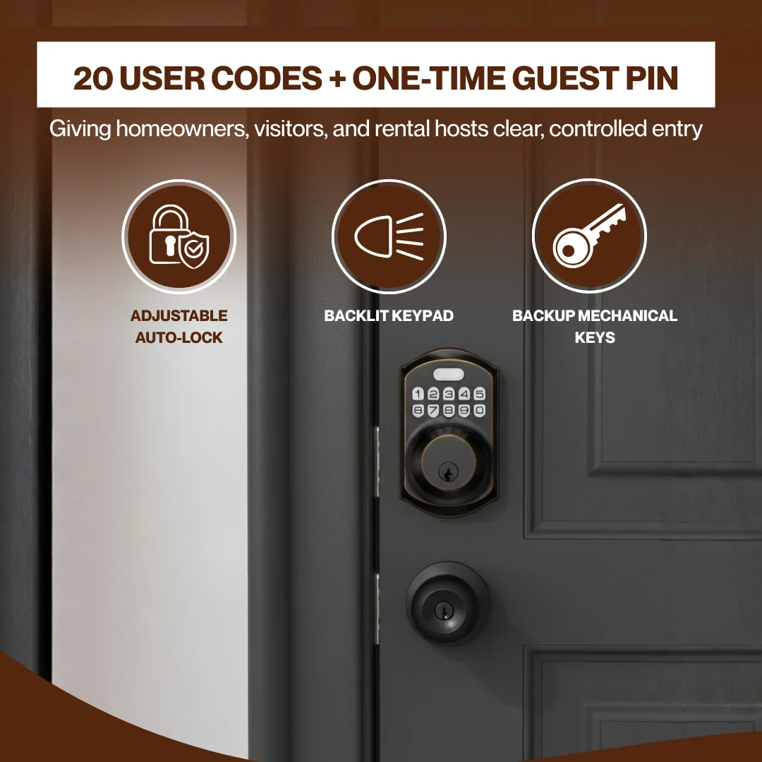 Digital Entry Smart Door Lock with Keypad, Auto-Lock Feature, 2 Keys