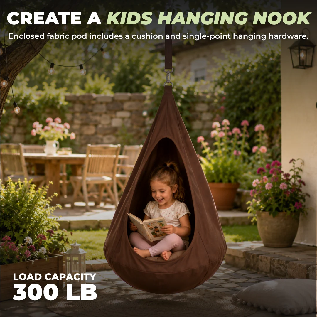 Kids Pod Sensory Swing Chair Hanging Fabric Seat with Hanging Strap