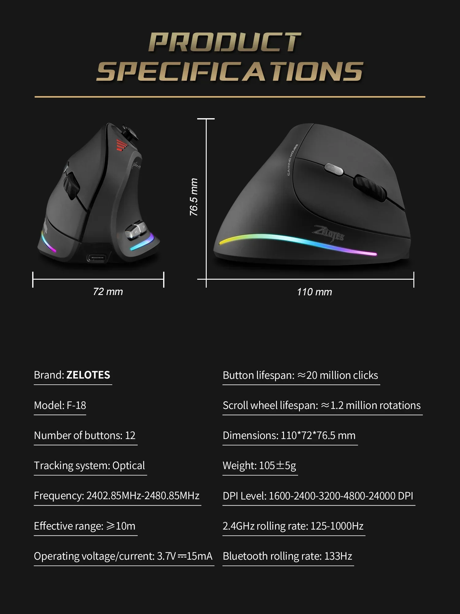 Wireless Vertical Ergonomic Mouse Model F18 - Image 14