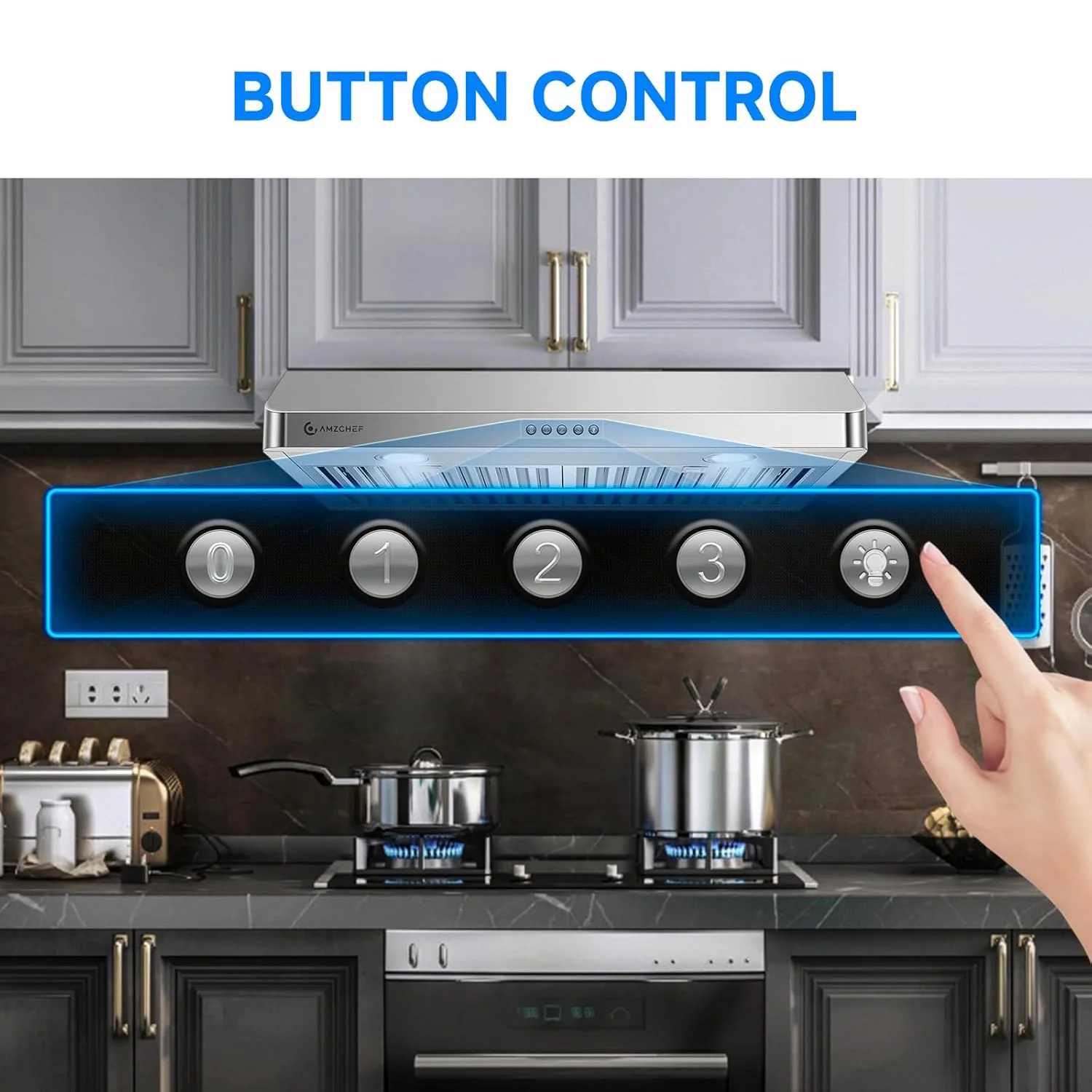 AMZCHEF 30 Inch Under Cabinet Range Hood with Button Control 3