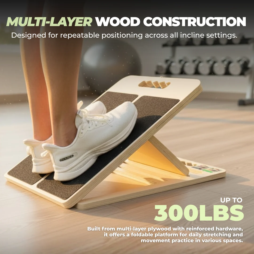 Adjustable Wooden Slant Board with Five Incline Levels