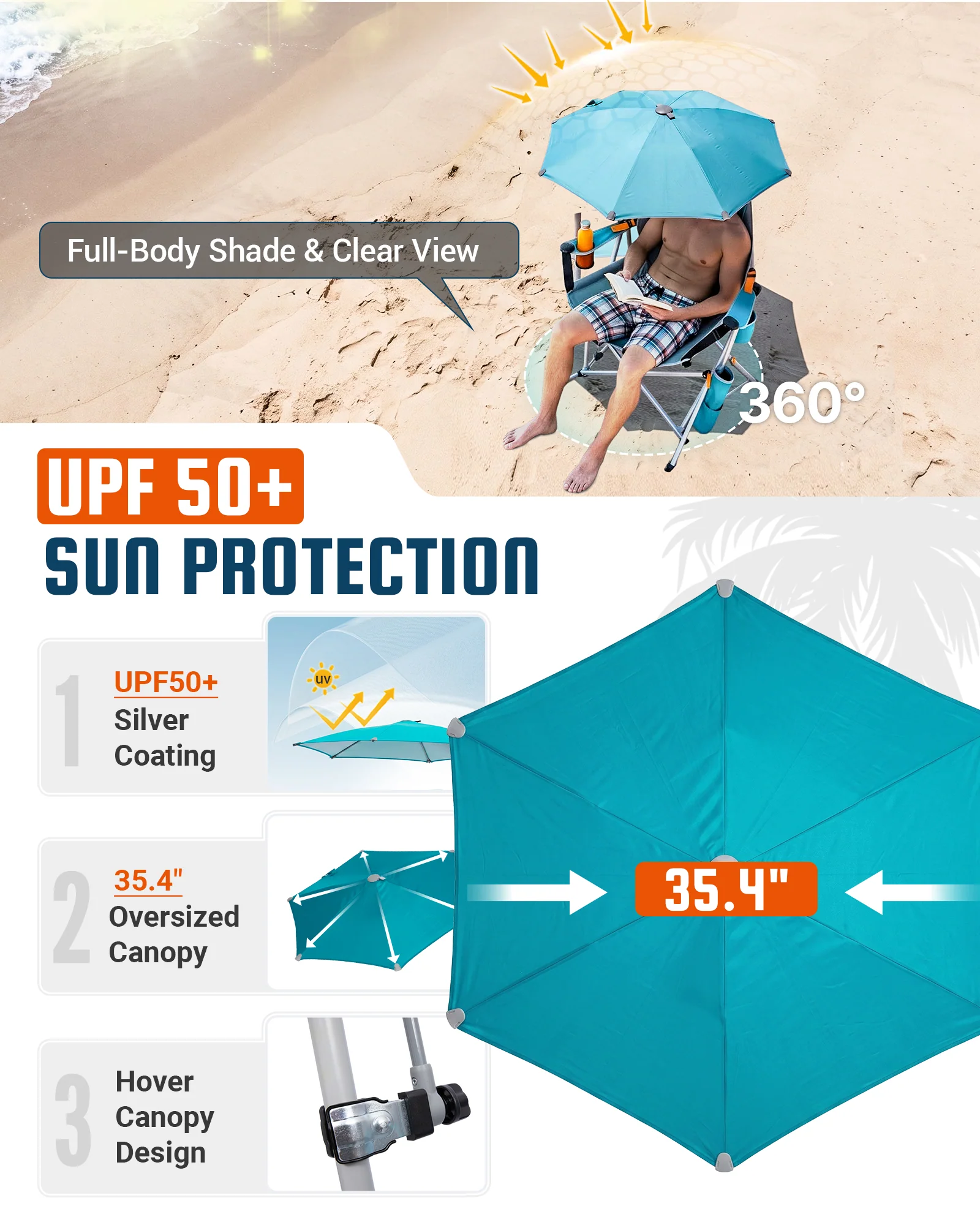 KingCamp Orchid C20 Hammock Chair with Footrest & HoverShade Clip-On Umbrella Bundle