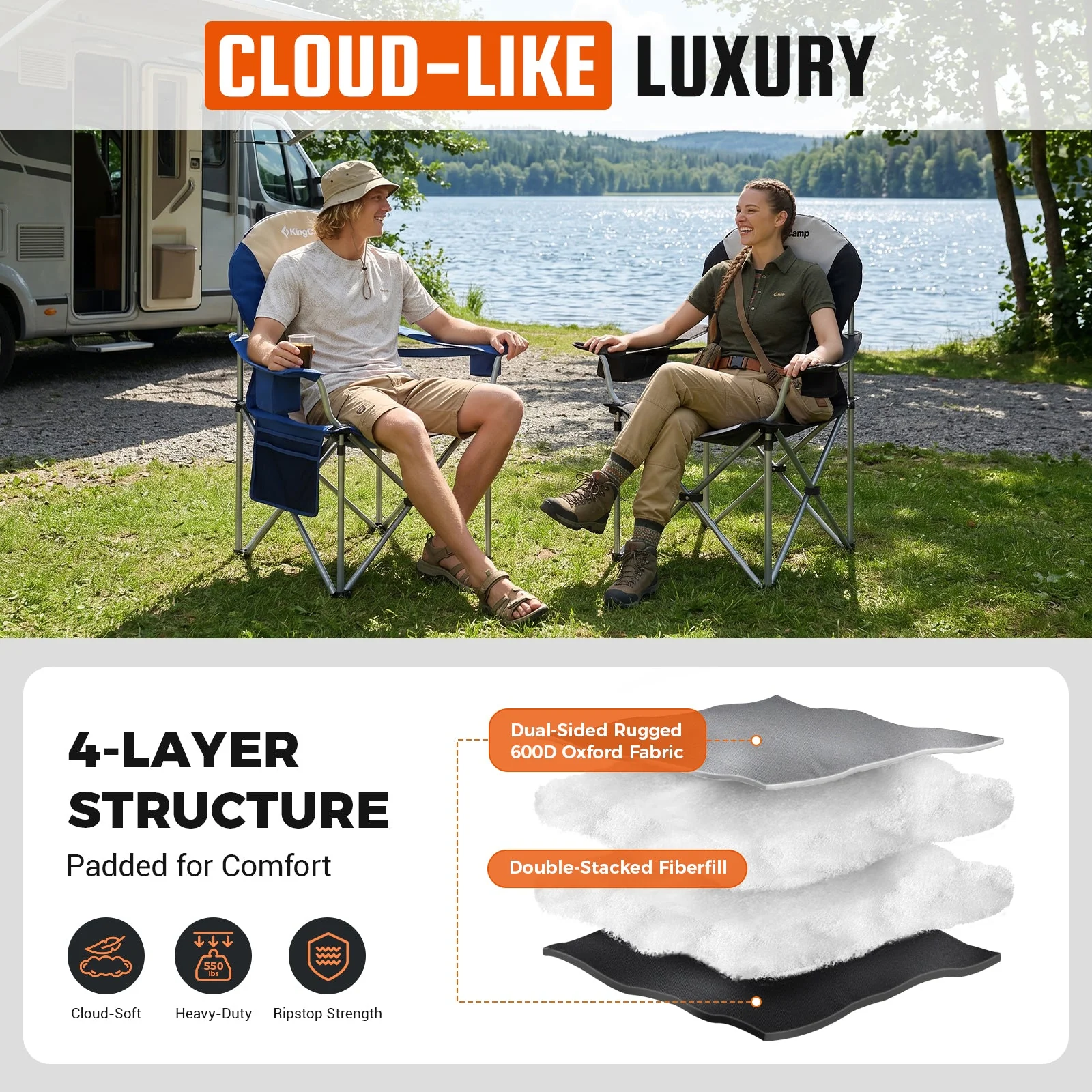 KingCamp Lumbar Support Oversized Camping Chair - Image 65