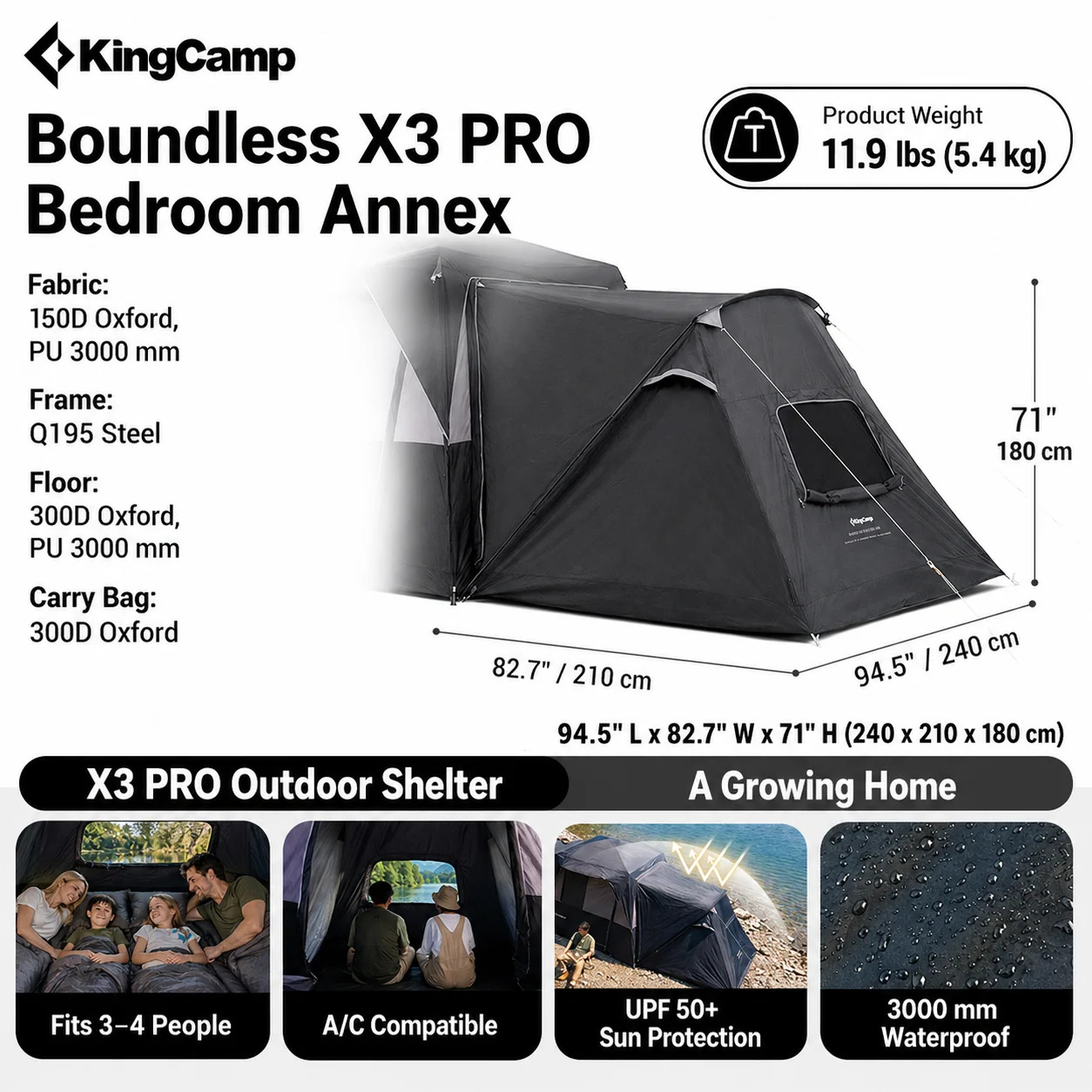 KingCamp BOUNDLESS X3 PRO Modular SUV Tent