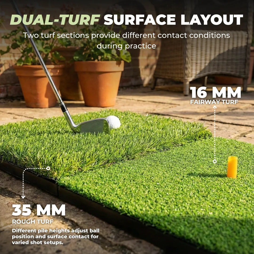 Foldable Dual-Turf Golf Practice Mat for Indoor Outdoor Home Use