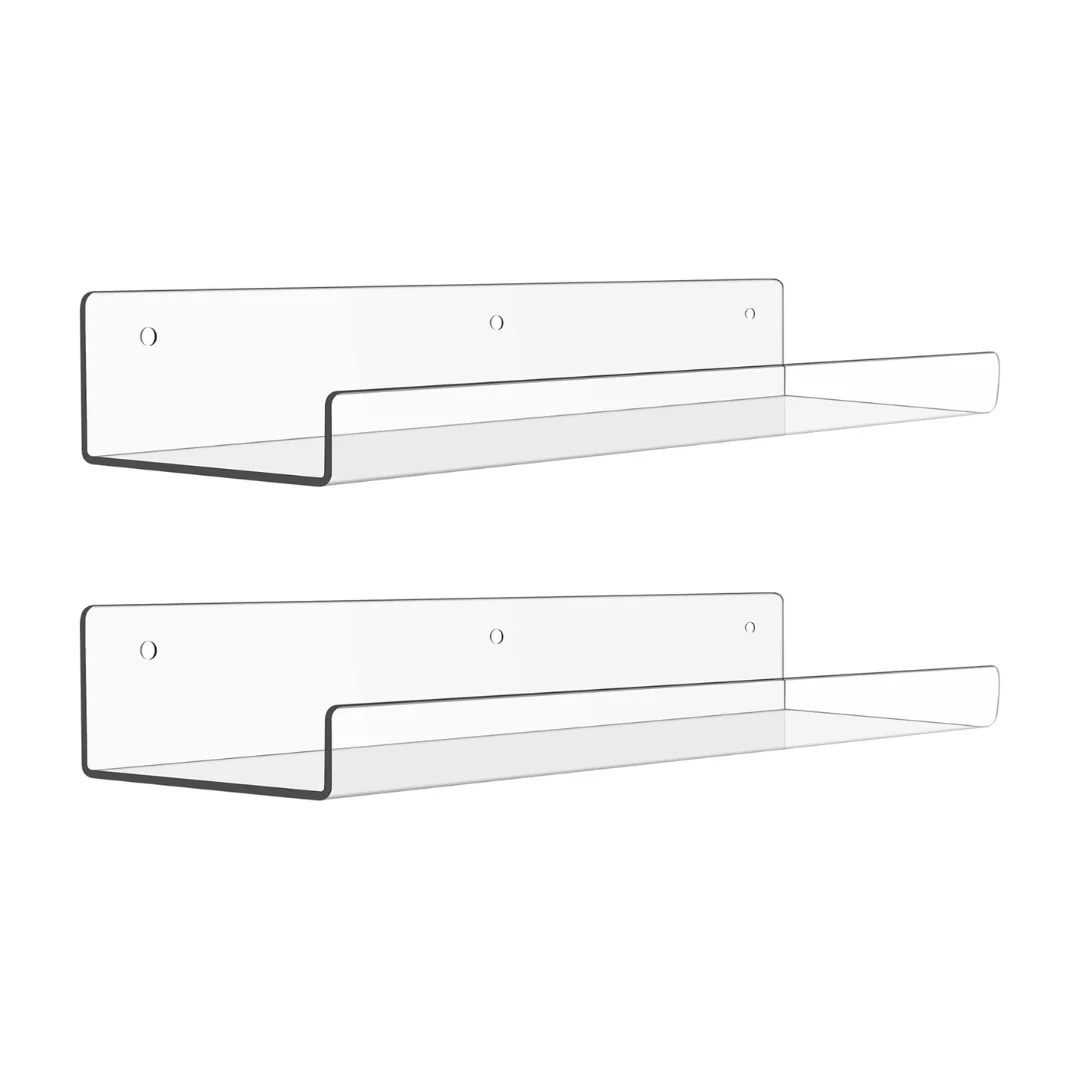 15-Inch Floating Bathroom Organizer Set - Acrylic Wall Shelves