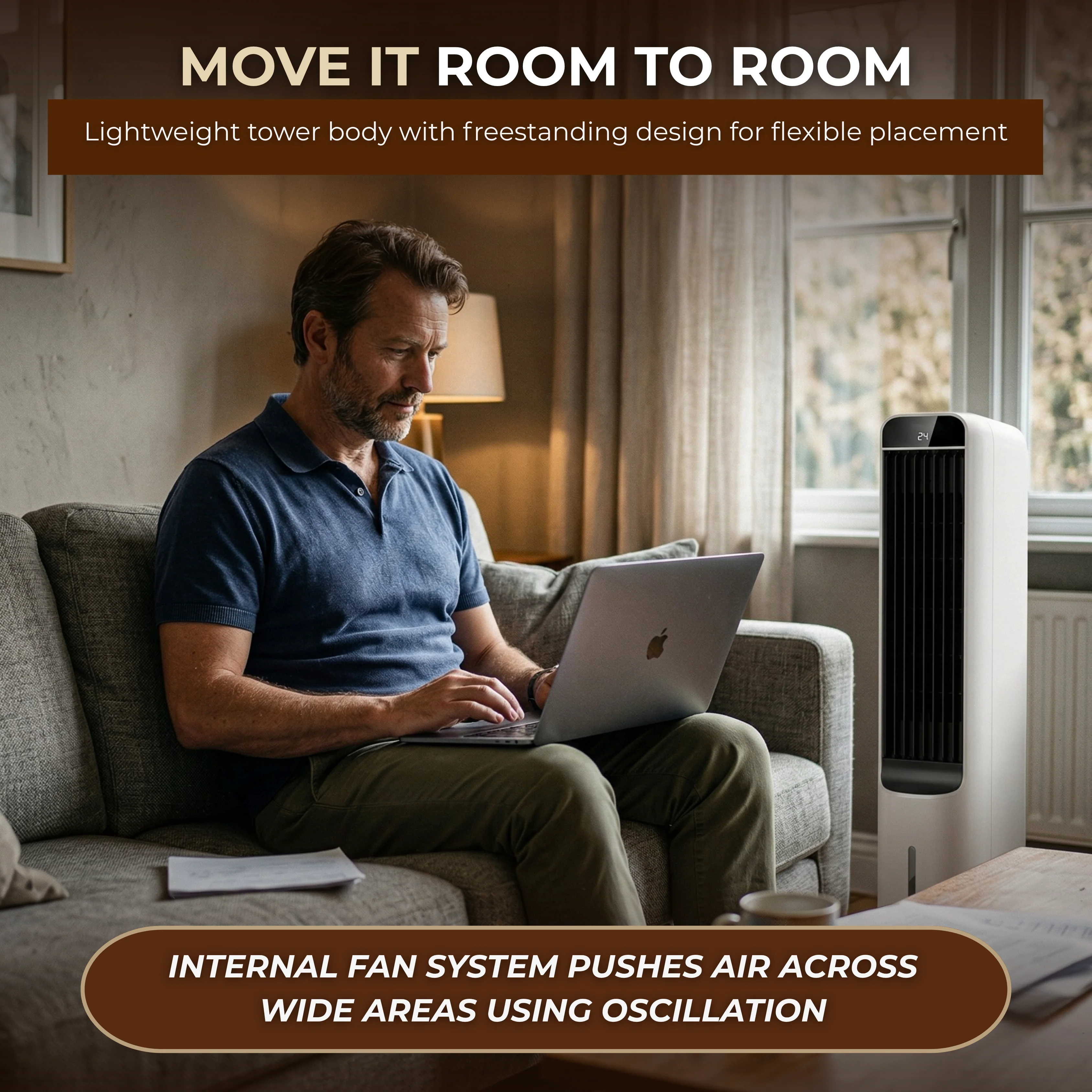 41-Inch Portable Evaporative Air Cooler with Remote Timer Control