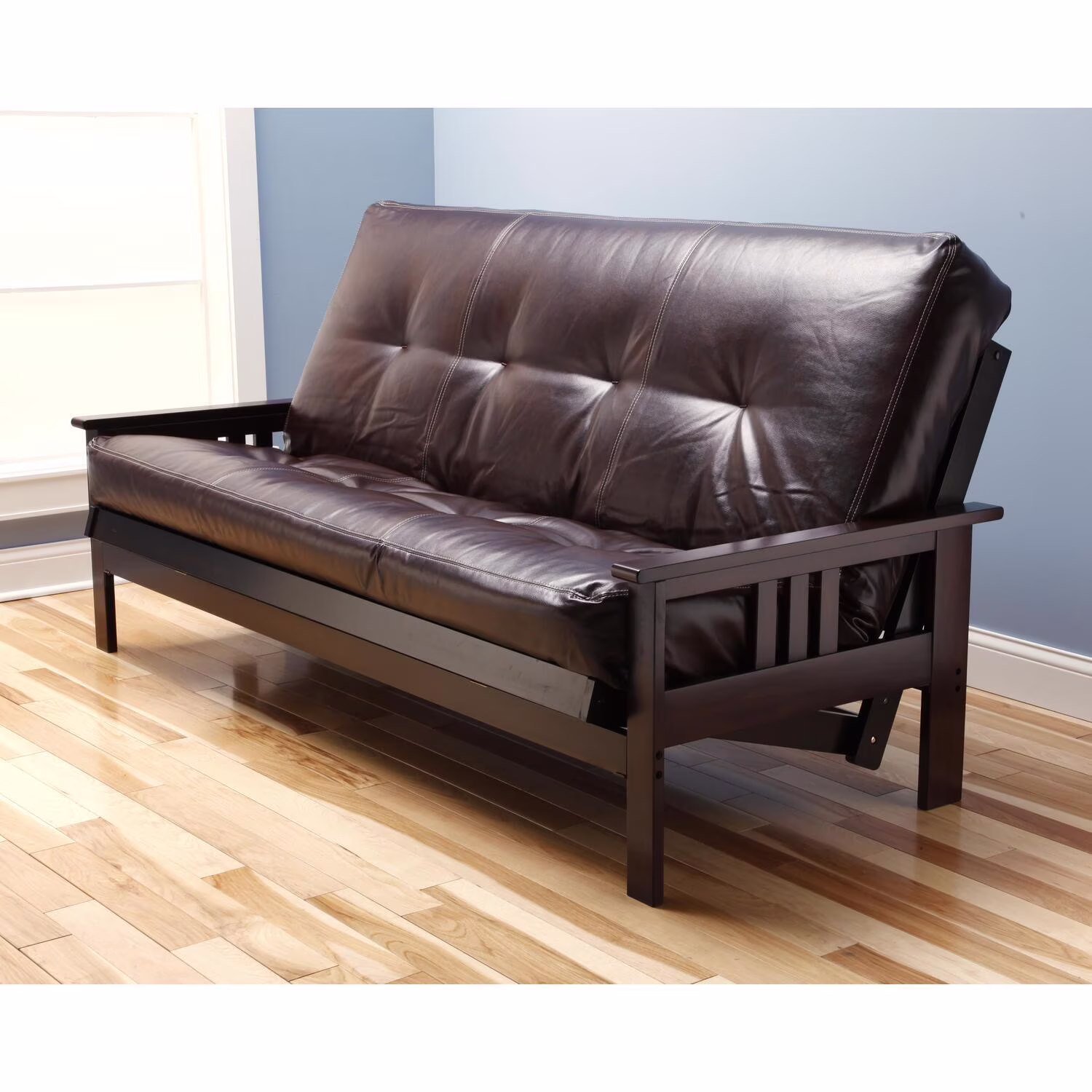 Homestock African Artifacts Full Size Futon Frame Set with Mattress, Easily Converts to Bed, Versatile Design Futon Frame for All Spaces, 33"H x 79"L x 37"D-Color:Linen Charcoal,Size:Barbados - Image 16