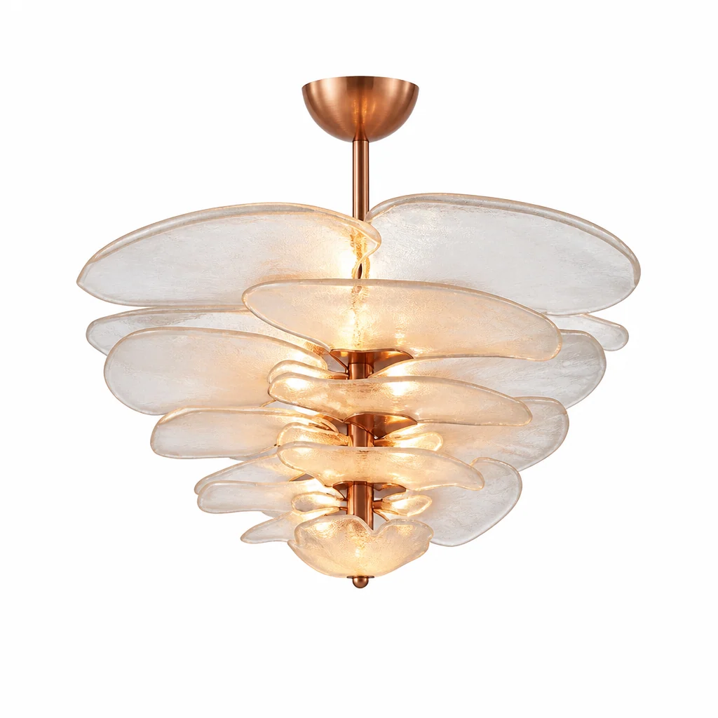 Hand-Cut Glass Copper-Finish Tiered Chandelier (Integrated Lights) - Image 12