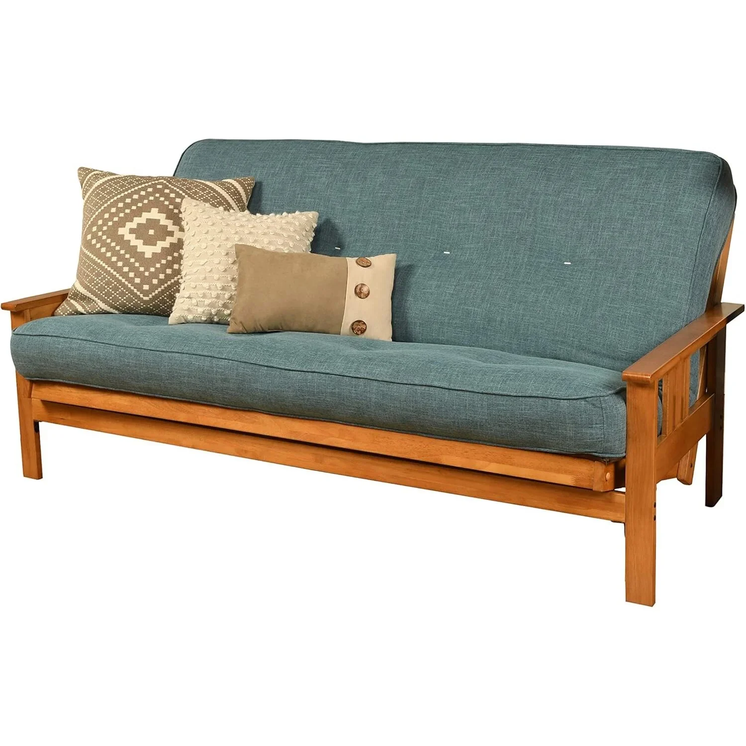 Homestock African Artifacts Full Size Futon Frame Set with Mattress, Easily Converts to Bed, Versatile Design Futon Frame for All Spaces, 33"H x 79"L x 37"D-Color:Linen Charcoal,Size:Barbados - Image 162
