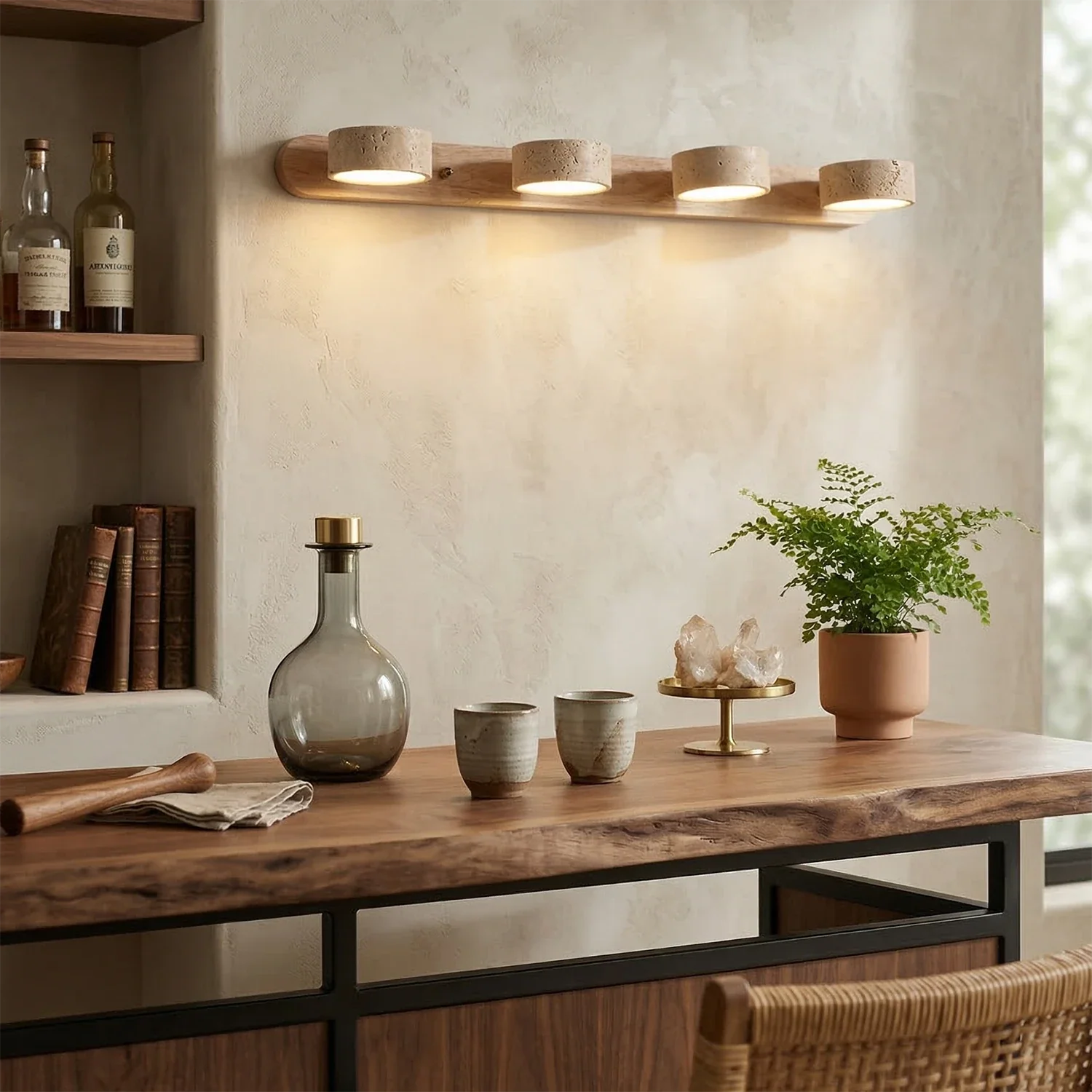 Elegant Adjustable LED Wall Light with Natural Stone Shades - Image 13