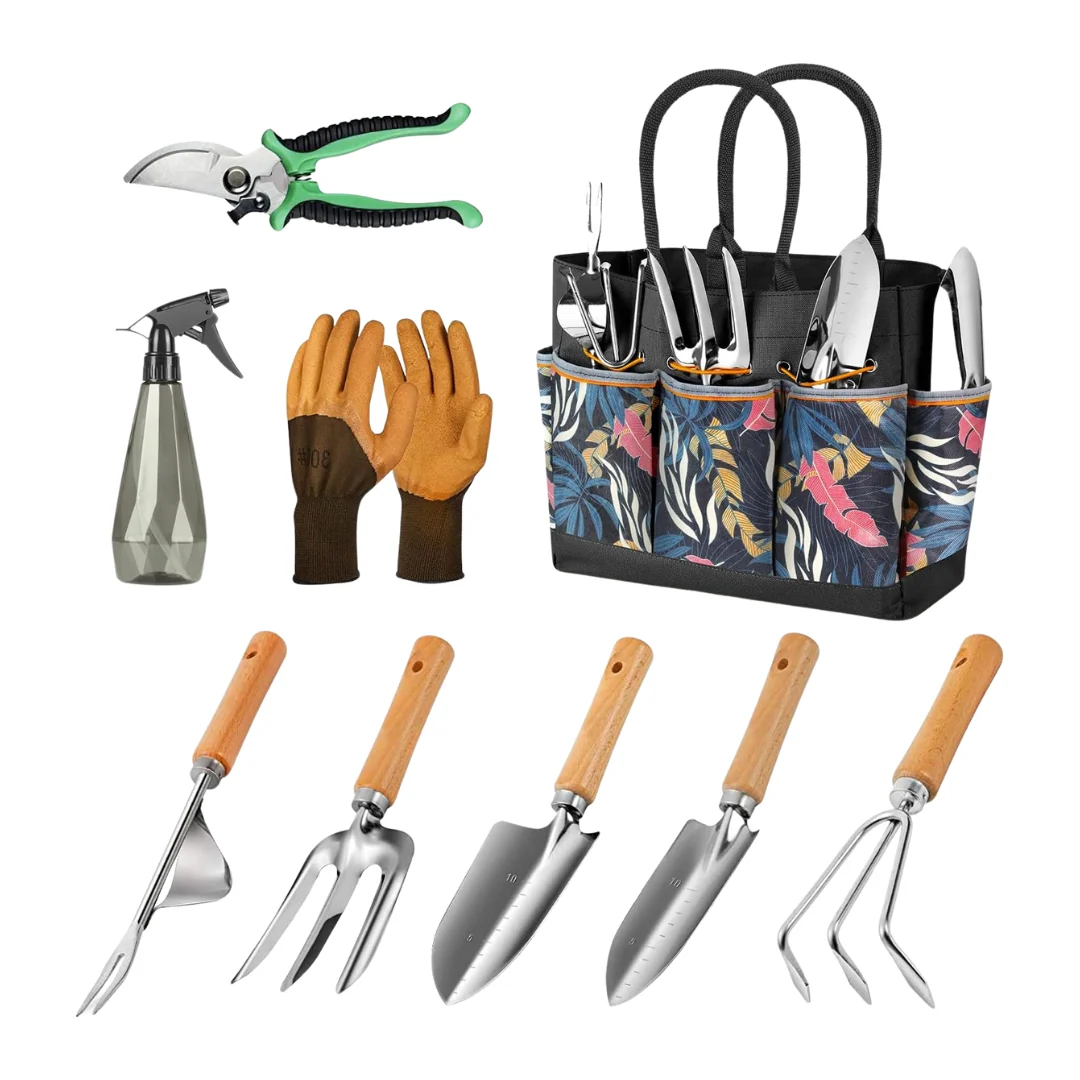 Stainless Steel Gardening Tools Set with Tote for Easy Storage - Image 2