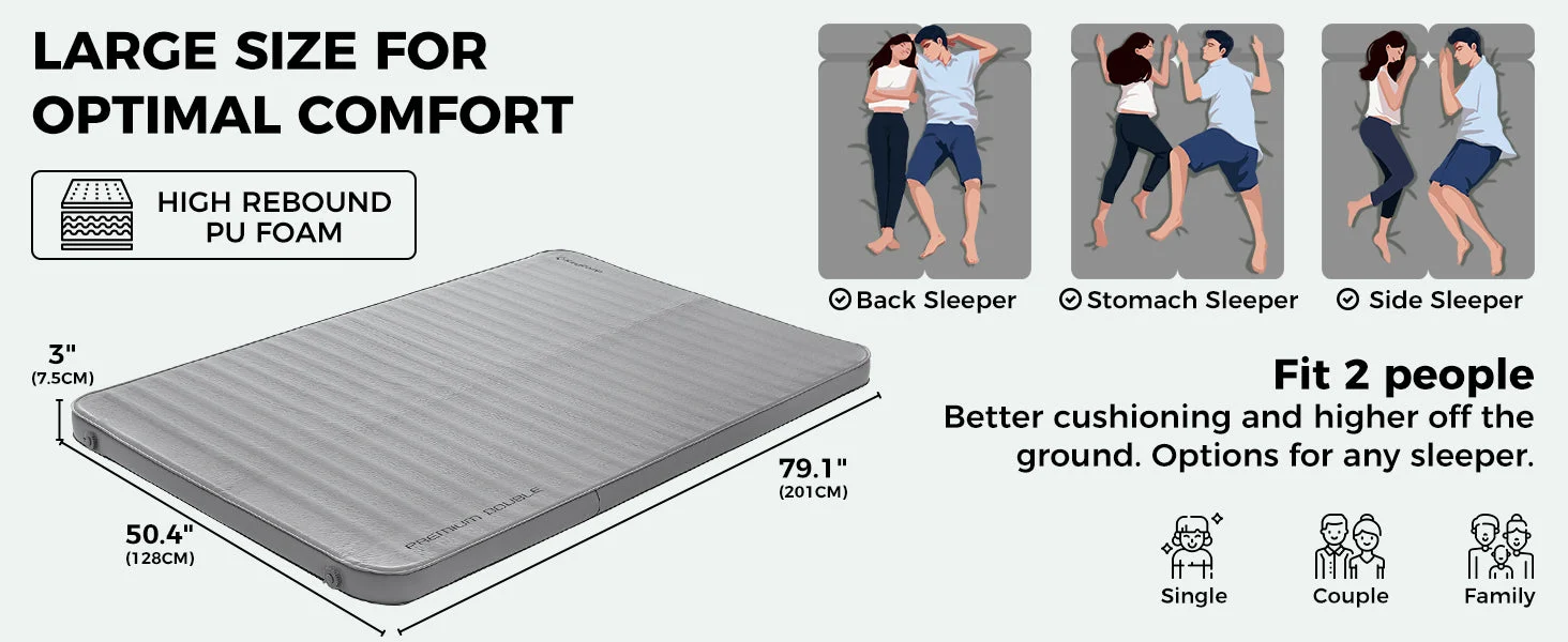 KingCamp PREMIUM Self Inflating Foam Sleeping Pad Double/Single - Image 101