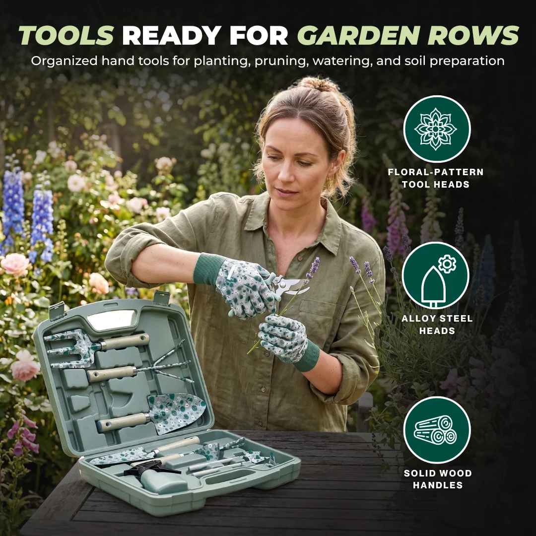 12-Piece Garden Tool Set with Included Carrying Case for Yard Work