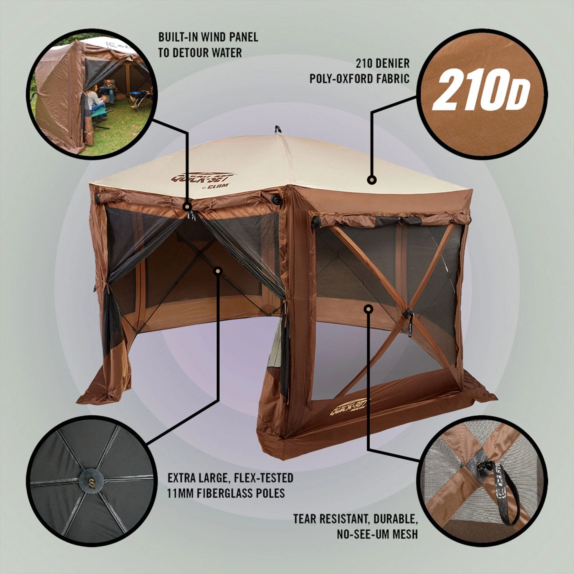 CLAM Quick-Set Pavilion 12.5 x 12.5' Portable Outdoor Canopy Shelter, Green - Image 46