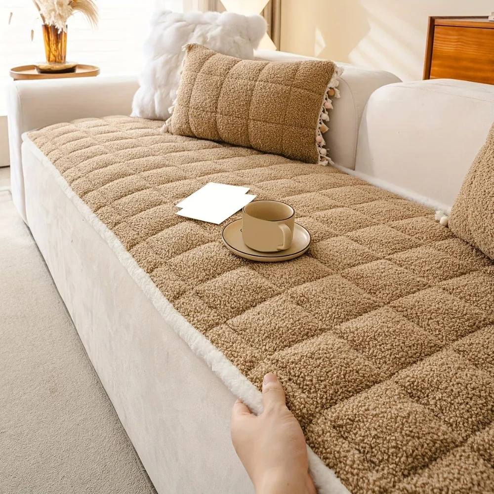 Sofa Cover Thick Three-Layer Plush Microfiber Anti-Slip Backing - Image 6