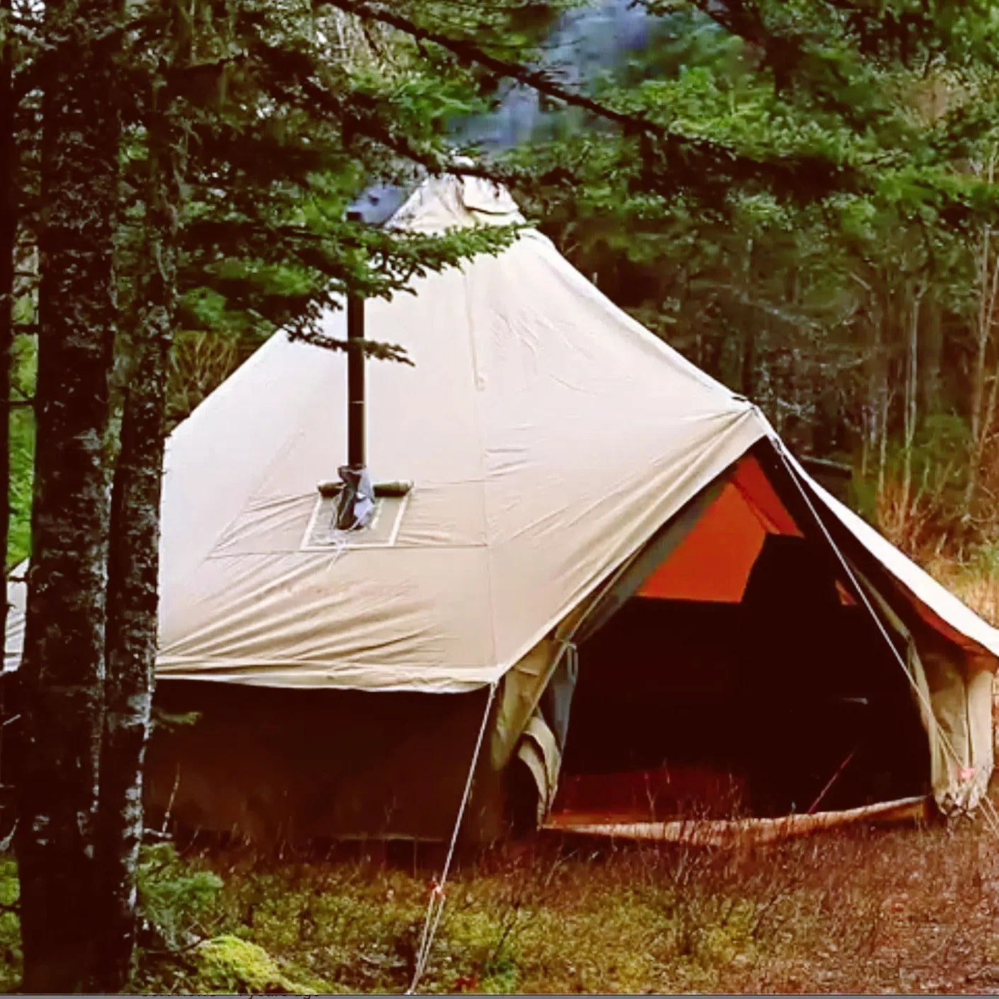 KingCamp Khan 4-Season Canvas Bell Tent with Stove bundle KT2011