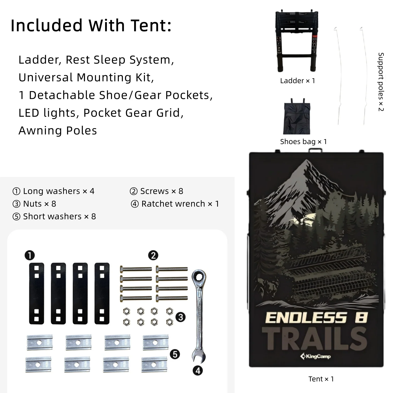 KingCamp ENDLESS 8 Aluminum Hardshell Rooftop Tent