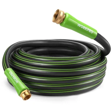 WORKPRO Garden Hose 5/8" x 50FT, Heavy Duty | Flexible & Lightweight, Rotary Handle, 3/4" GHT Brass Fittings, All-Weather Outdoor, for Lawn, Garden, Yard & Car Wash