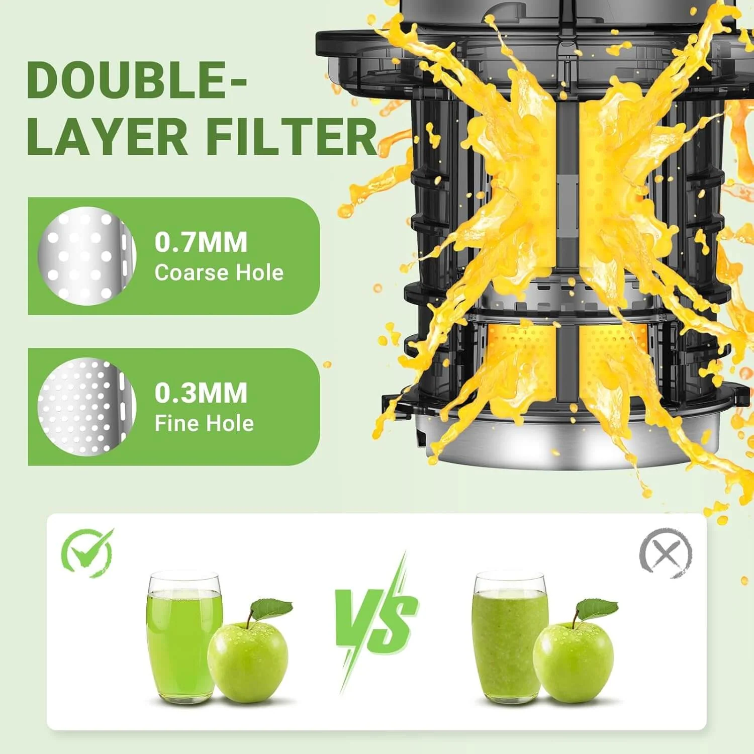 AMZCHEF Whole Fruit Juicer Machines 80MM Large Feeding Chute 2