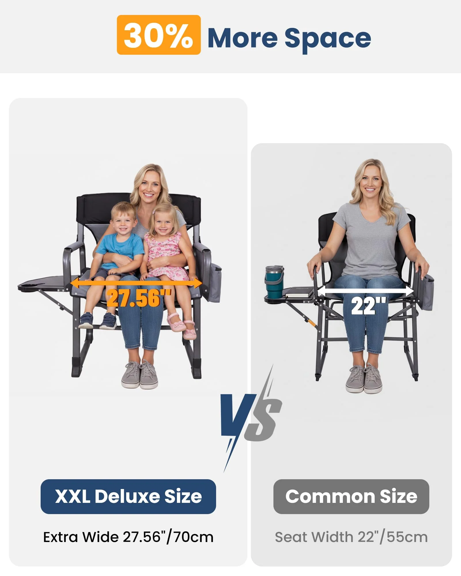 KingCamp XXL Folding Padded Director's Chair with Side Table