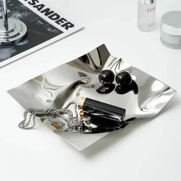 Decorative Tray Stainless Steel Wrinkled Mirror Finish