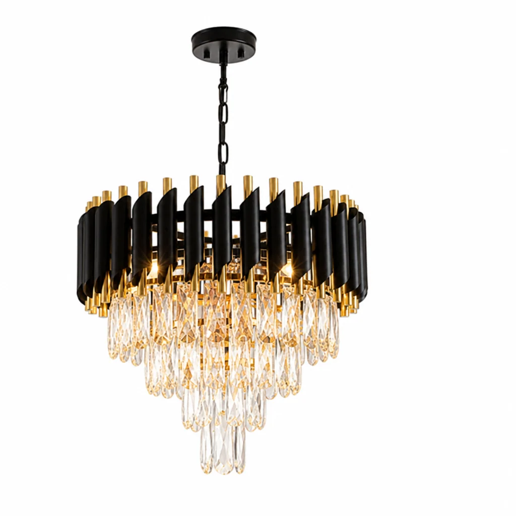 Dimmable Three-Tier Crystal Chandelier (Adjustable Height)
