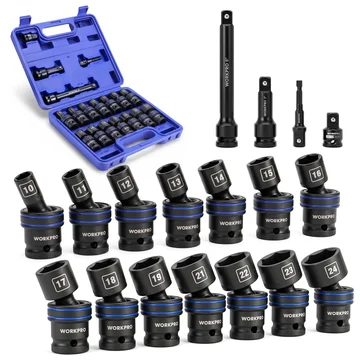 WORKPRO 18-Piece 1/2" Dr. Universal Impact Socket Set, Metric