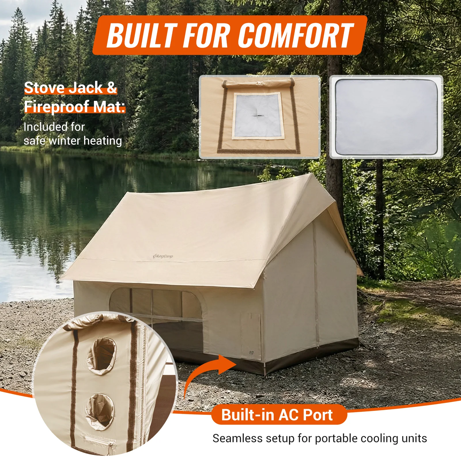 KingCamp MOUNTAIN IN C5 Cabin Tent with Stove Jack & AC Port