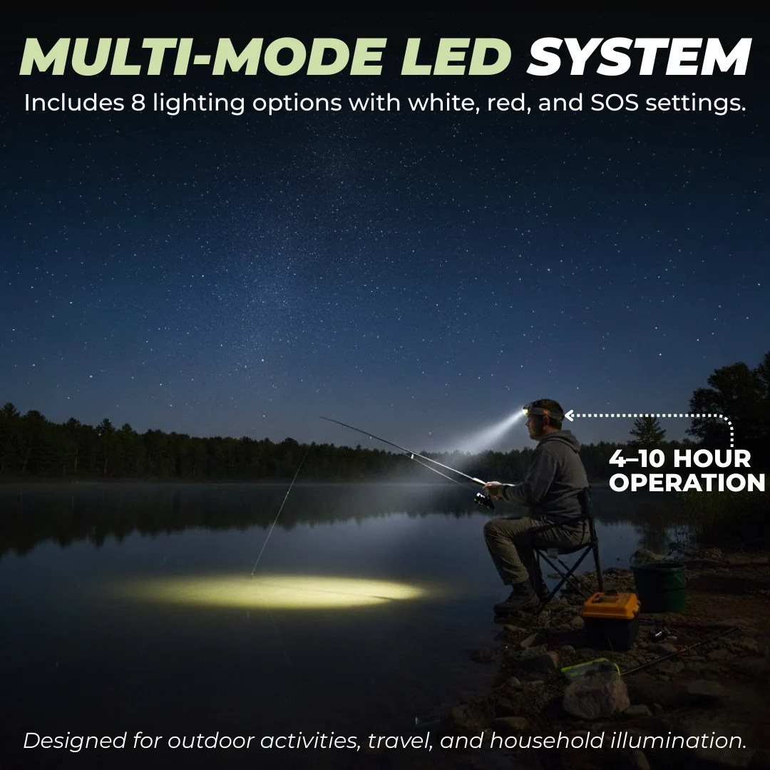 Rechargeable LED Headlamp Flashlight with Sensor, 8 Modes, 2-Pack