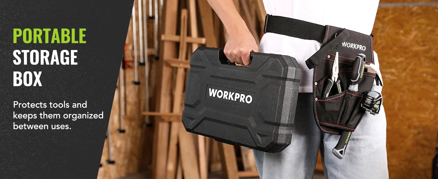 Portable storage box with innovation and quality, shown being carried by a worker in a workshop
