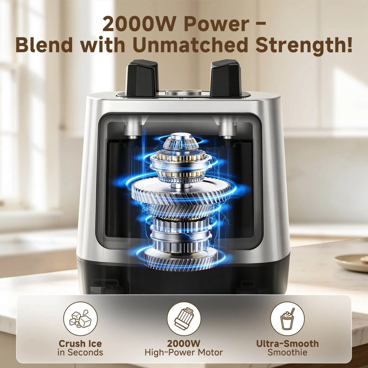 AMZCHEF Smoothie Blender 6 Titanium Blades 68oz Self Cleaning 2
