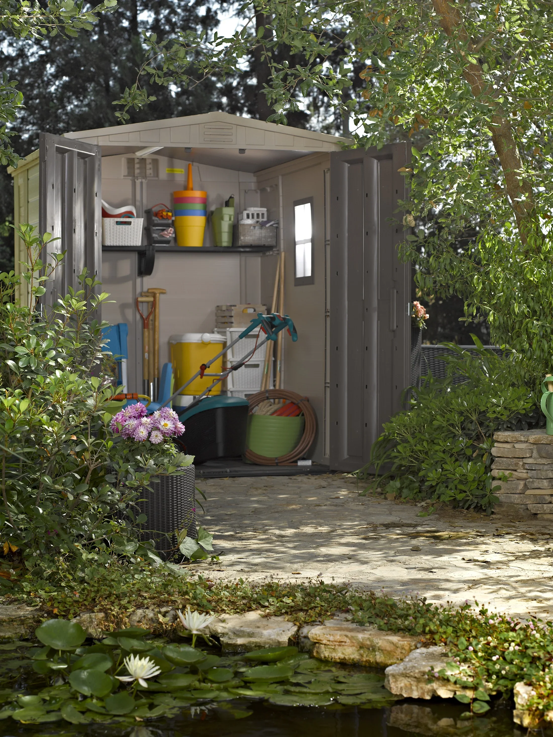 Keter Factor 8 x 11 Foot All Weather Resin Outdoor Storage Shed, Taupe - Image 31